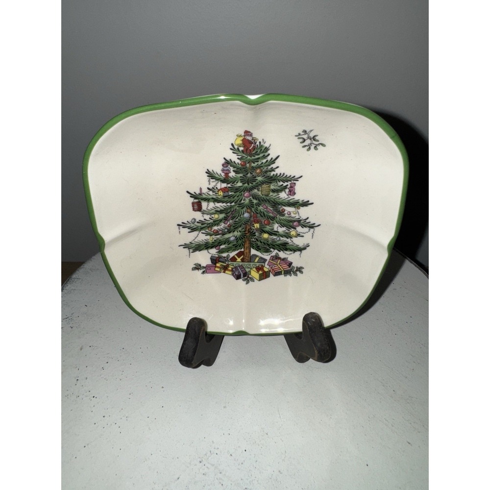 SPODE Christmas Tree Sculpted Square Dish 5.5" X 5.5"